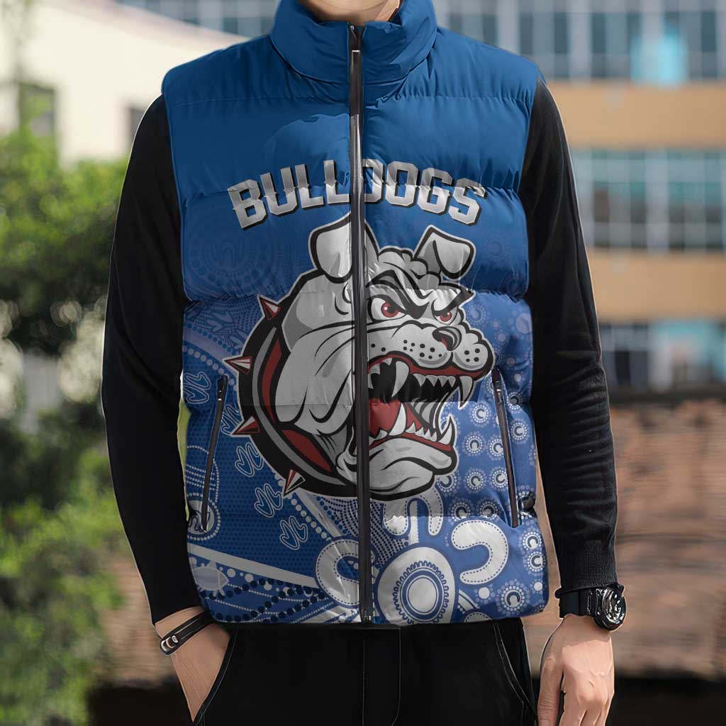 Bulldogs 100-year Anniversary Sleeveless Puffer Jacket Simple Aboriginal Motif - Aussie Hoodie