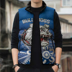 Bulldogs 100-year Anniversary Sleeveless Puffer Jacket Simple Aboriginal Motif - Aussie Hoodie