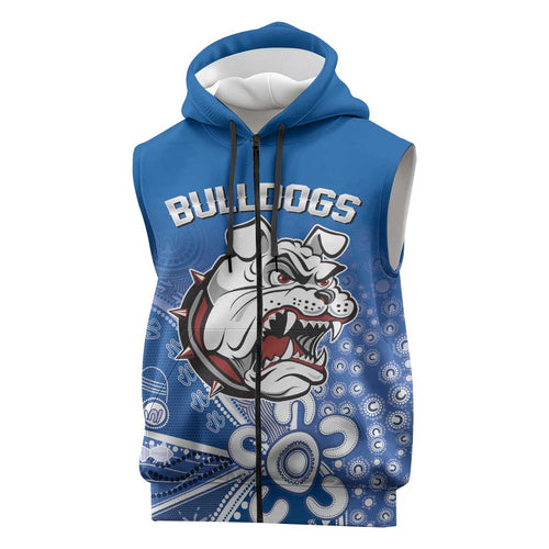 Bulldogs 100-year Anniversary Sleeveless Zip Hoodie Simple Aboriginal Motif LT9