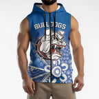Bulldogs 100-year Anniversary Sleeveless Zip Hoodie Simple Aboriginal Motif LT9