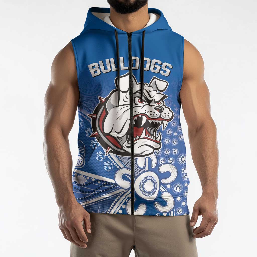 Bulldogs 100-year Anniversary Sleeveless Zip Hoodie Simple Aboriginal Motif LT9