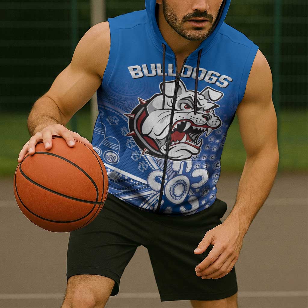 Bulldogs 100-year Anniversary Sleeveless Zip Hoodie Simple Aboriginal Motif LT9