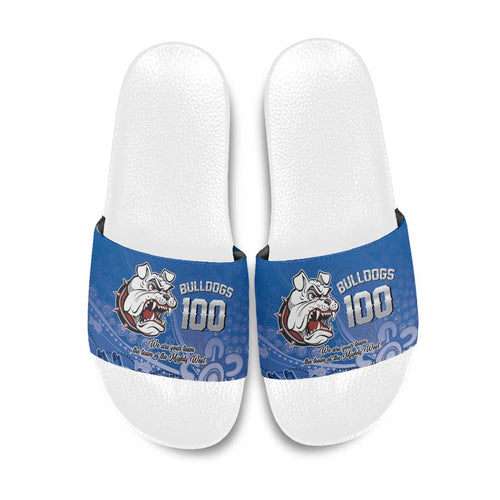 Bulldogs 100-year Anniversary Slide Sandals Simple Aboriginal Motif - Aussie Hoodie