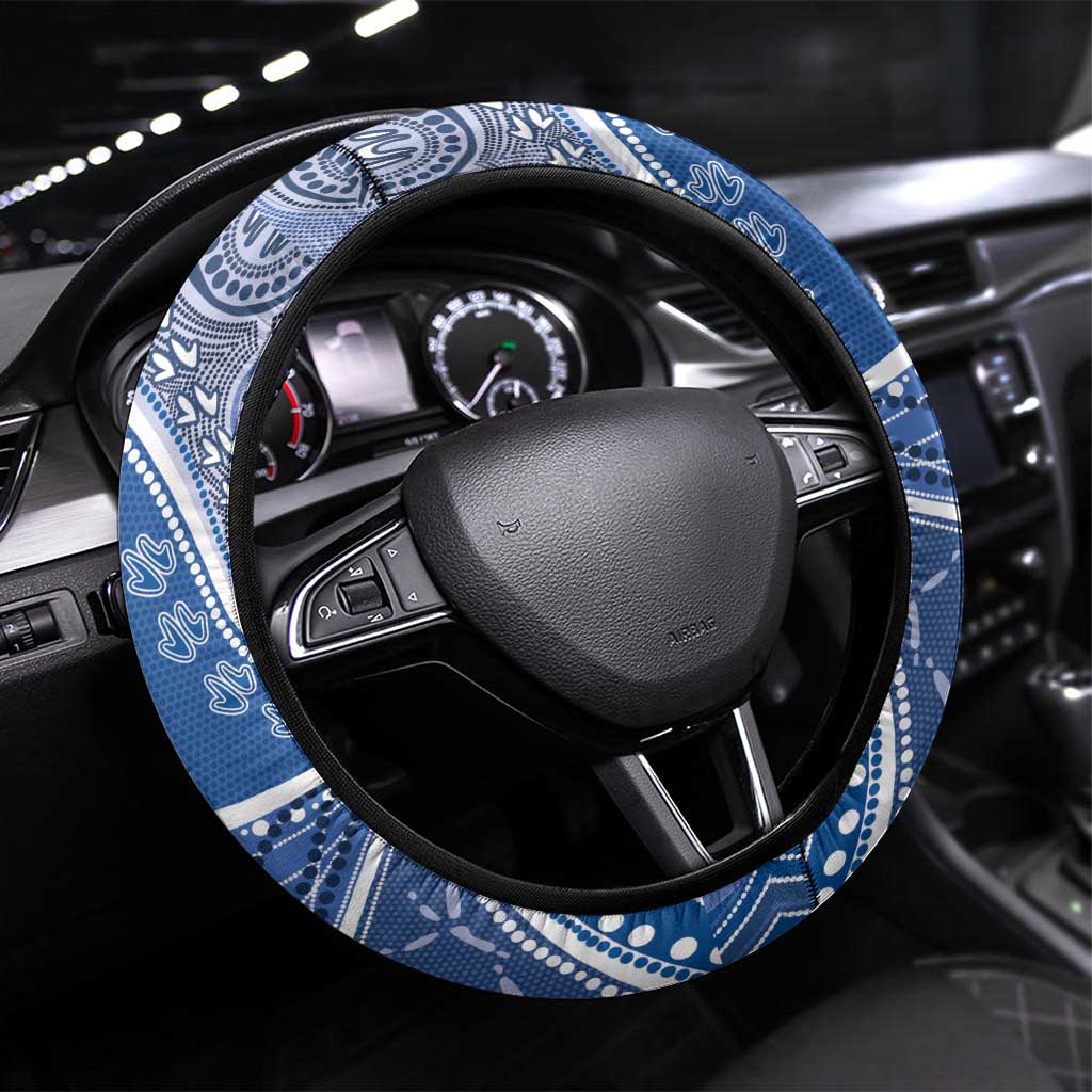 Bulldogs 100-year Anniversary Steering Wheel Cover Simple Aboriginal Motif - Aussie Hoodie