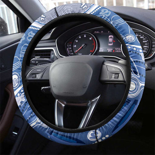 Bulldogs 100-year Anniversary Steering Wheel Cover Simple Aboriginal Motif - Aussie Hoodie