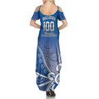Bulldogs 100-year Anniversary Summer Maxi Dress Simple Aboriginal Motif - Aussie Hoodie