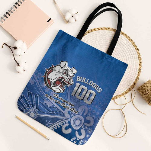 Bulldogs 100-year Anniversary Tote Bag Simple Aboriginal Motif - Aussie Hoodie