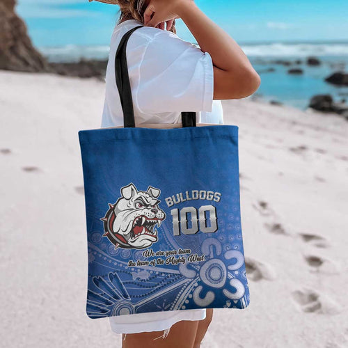 Bulldogs 100-year Anniversary Tote Bag Simple Aboriginal Motif - Aussie Hoodie