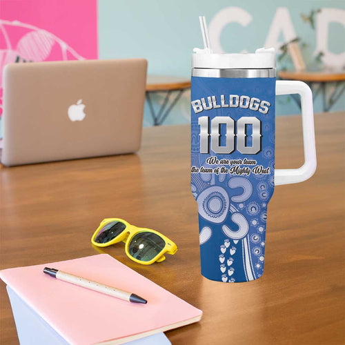 Bulldogs 100-year Anniversary Tumbler With Handle Simple Aboriginal Motif - Aussie Hoodie
