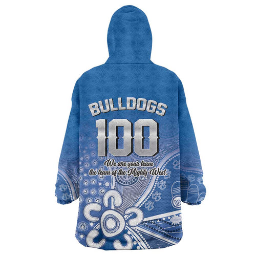 Bulldogs 100-year Anniversary Wearable Blanket Hoodie Simple Aboriginal Motif - Aussie Hoodie