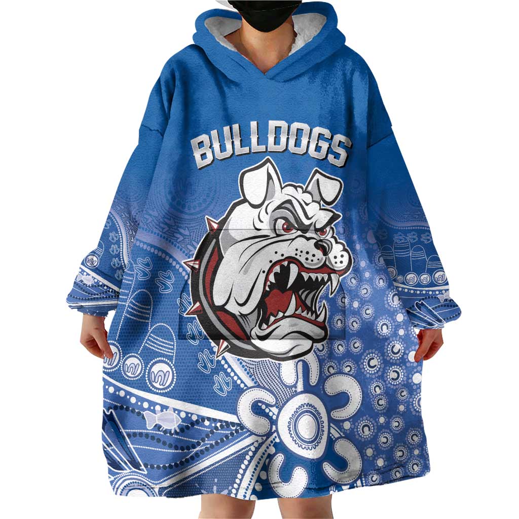 Bulldogs 100-year Anniversary Wearable Blanket Hoodie Simple Aboriginal Motif - Aussie Hoodie