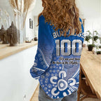 Bulldogs 100-year Anniversary Women Casual Shirt Simple Aboriginal Motif - Aussie Hoodie