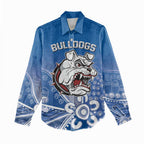 Bulldogs 100-year Anniversary Women Casual Shirt Simple Aboriginal Motif - Aussie Hoodie