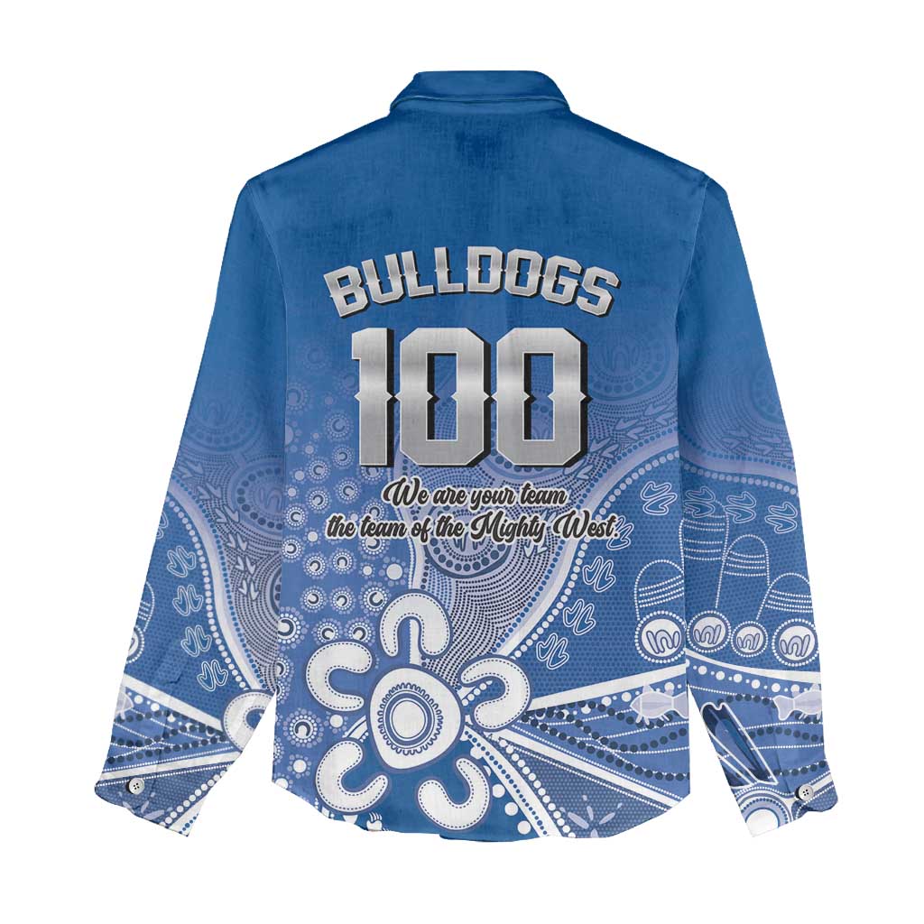 Bulldogs 100-year Anniversary Women Casual Shirt Simple Aboriginal Motif - Aussie Hoodie