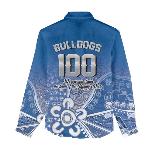 Bulldogs 100-year Anniversary Women Casual Shirt Simple Aboriginal Motif - Aussie Hoodie