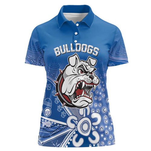 Bulldogs 100-year Anniversary Women Polo Shirt Simple Aboriginal Motif - Aussie Hoodie