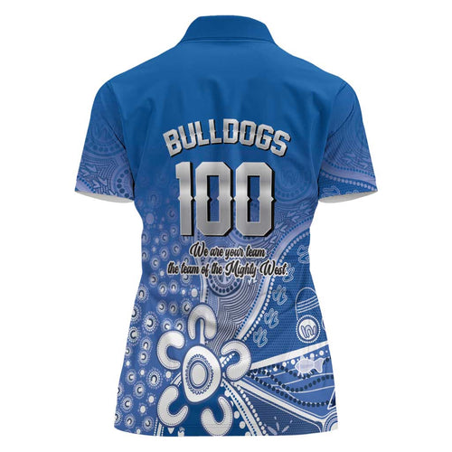 Bulldogs 100-year Anniversary Women Polo Shirt Simple Aboriginal Motif - Aussie Hoodie