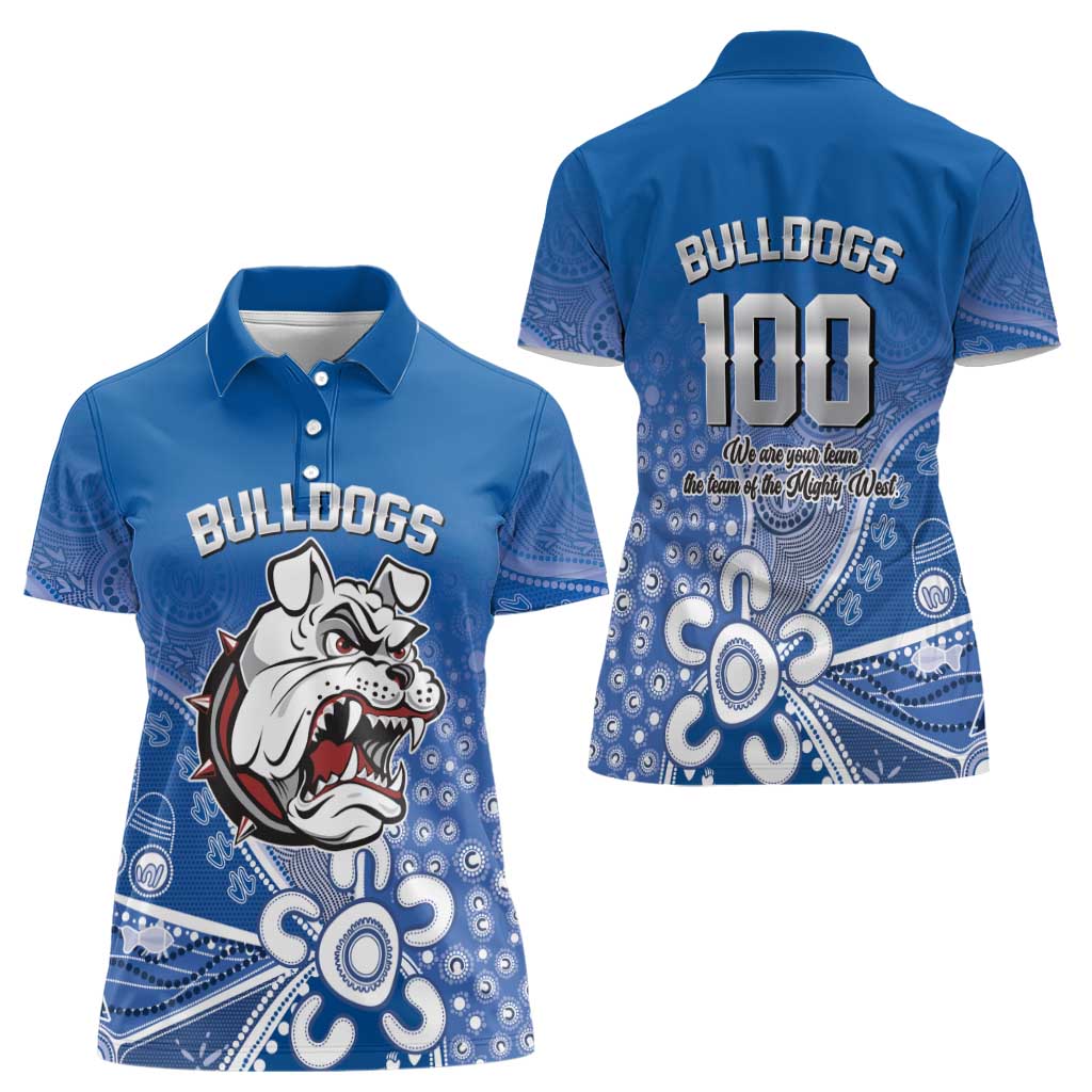Bulldogs 100-year Anniversary Women Polo Shirt Simple Aboriginal Motif - Aussie Hoodie