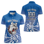 Bulldogs 100-year Anniversary Women Polo Shirt Simple Aboriginal Motif - Aussie Hoodie