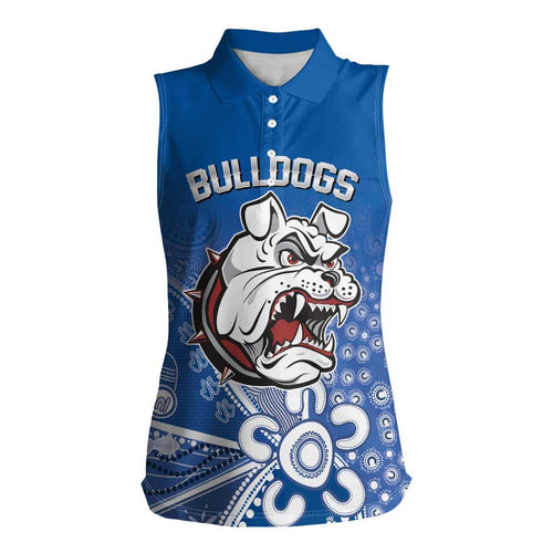 Bulldogs 100-year Anniversary Women Sleeveless Polo Shirt Simple Aboriginal Motif - Aussie Hoodie