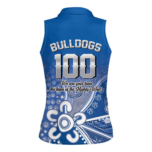 Bulldogs 100-year Anniversary Women Sleeveless Polo Shirt Simple Aboriginal Motif - Aussie Hoodie