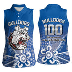 Bulldogs 100-year Anniversary Women Sleeveless Polo Shirt Simple Aboriginal Motif - Aussie Hoodie