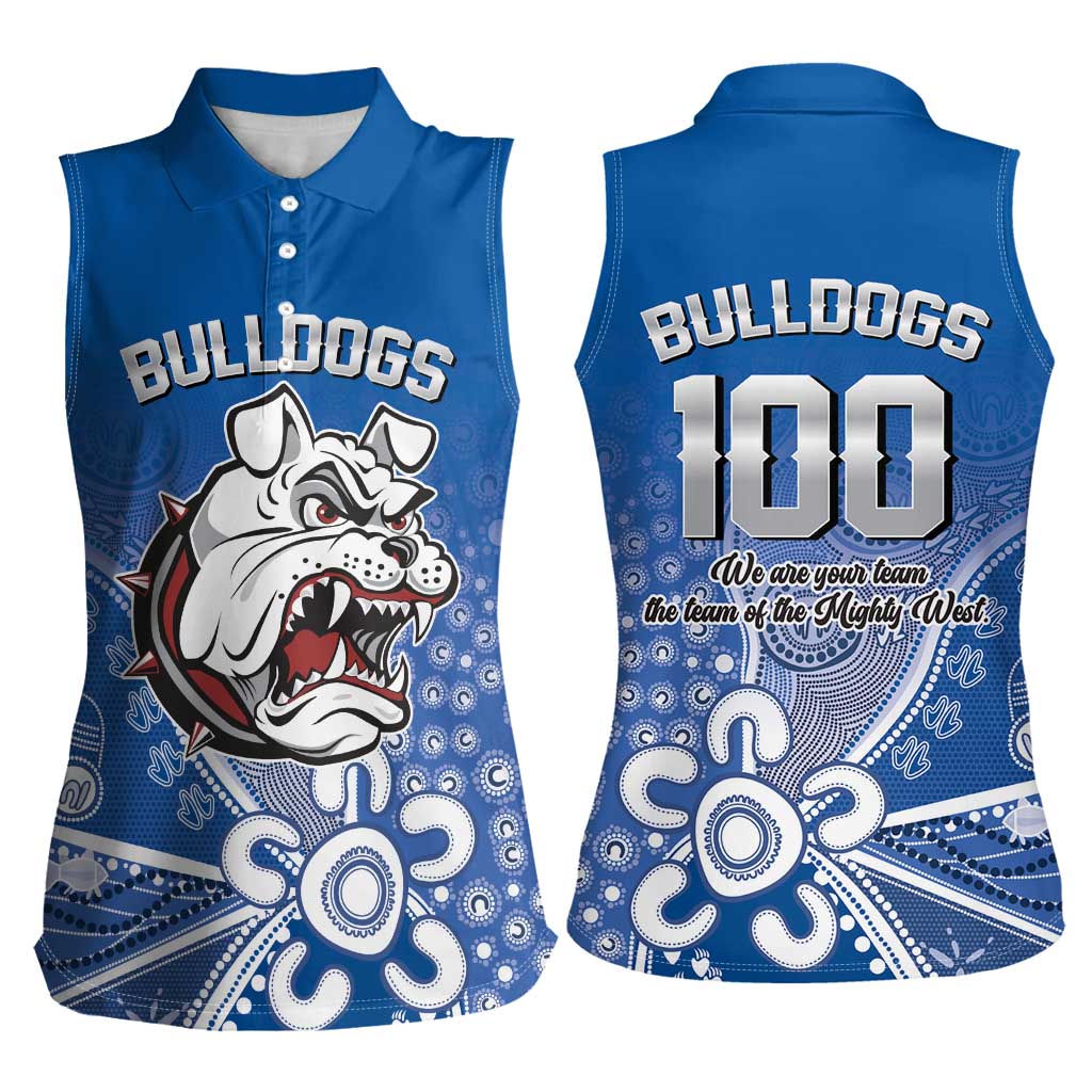 Bulldogs 100-year Anniversary Women Sleeveless Polo Shirt Simple Aboriginal Motif - Aussie Hoodie