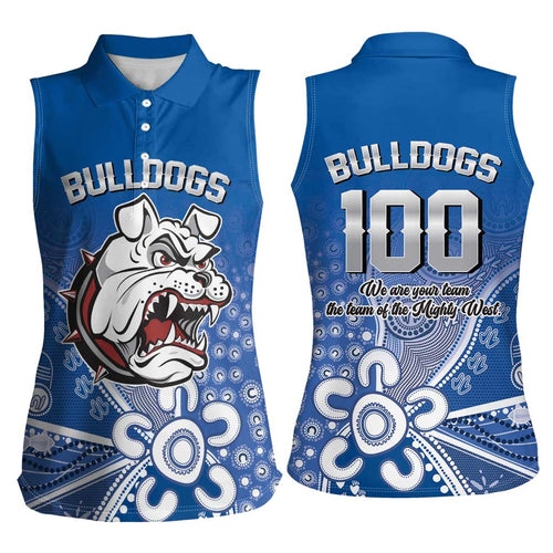 Bulldogs 100-year Anniversary Women Sleeveless Polo Shirt Simple Aboriginal Motif - Aussie Hoodie