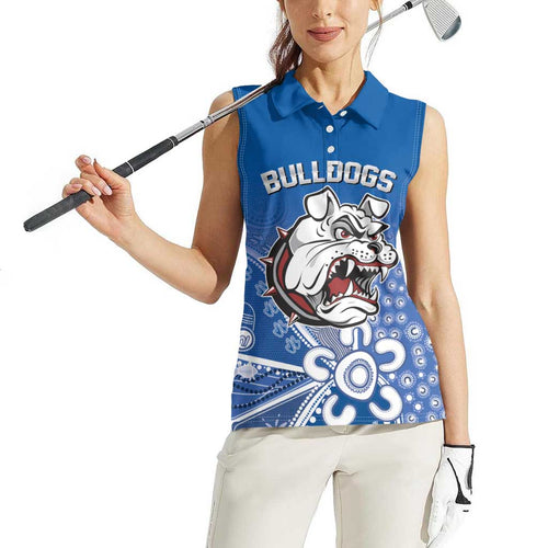 Bulldogs 100-year Anniversary Women Sleeveless Polo Shirt Simple Aboriginal Motif - Aussie Hoodie