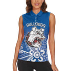 Bulldogs 100-year Anniversary Women Sleeveless Polo Shirt Simple Aboriginal Motif - Aussie Hoodie