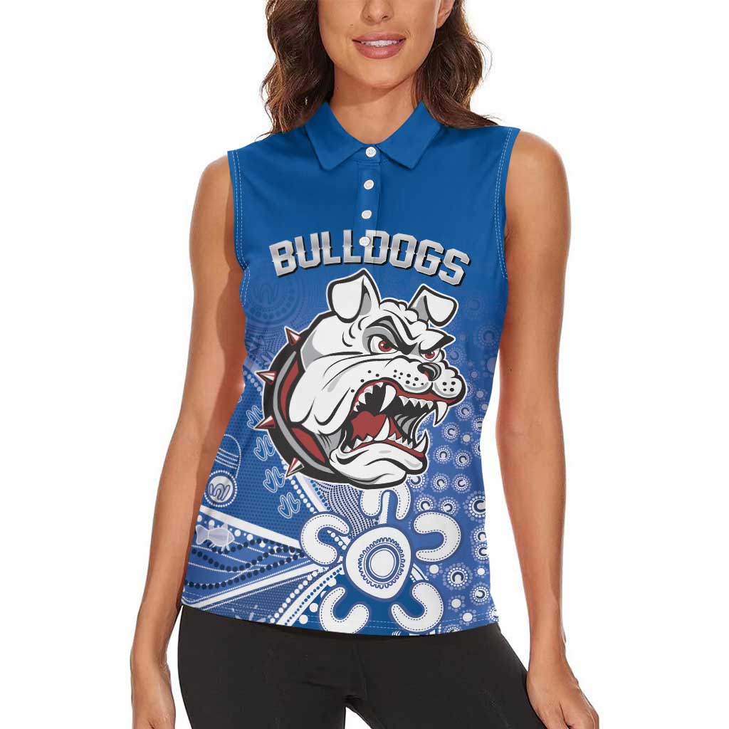 Bulldogs 100-year Anniversary Women Sleeveless Polo Shirt Simple Aboriginal Motif - Aussie Hoodie