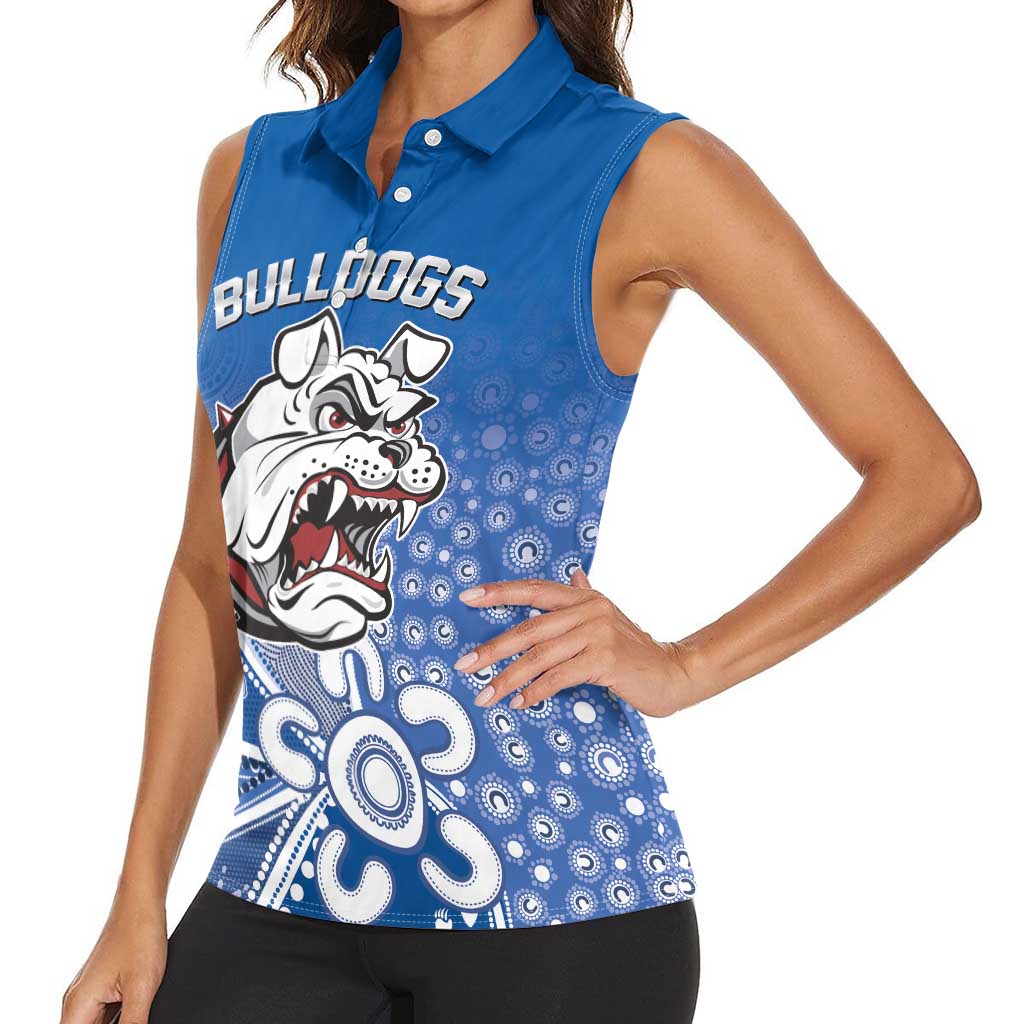 Bulldogs 100-year Anniversary Women Sleeveless Polo Shirt Simple Aboriginal Motif - Aussie Hoodie