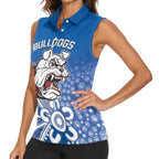 Bulldogs 100-year Anniversary Women Sleeveless Polo Shirt Simple Aboriginal Motif - Aussie Hoodie