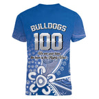 Bulldogs 100-year Anniversary Women V-Neck T-Shirt Simple Aboriginal Motif - Aussie Hoodie