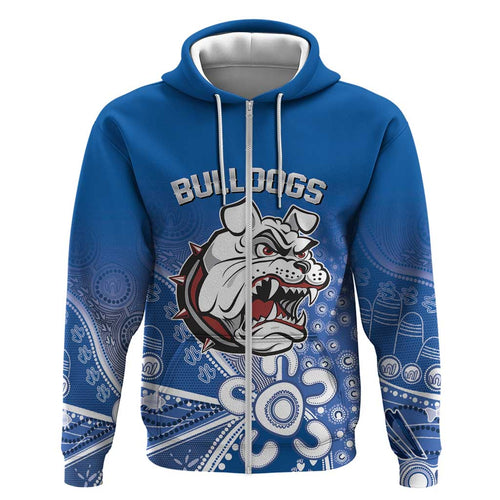 Bulldogs 100-year Anniversary Zip Hoodie Simple Aboriginal Motif - Aussie Hoodie