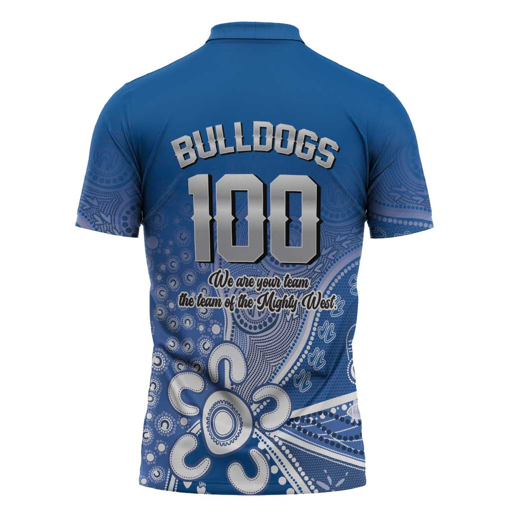Bulldogs 100-year Anniversary Zipper Polo Shirt Simple Aboriginal Motif - Aussie Hoodie