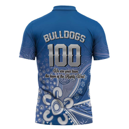 Bulldogs 100-year Anniversary Zipper Polo Shirt Simple Aboriginal Motif - Aussie Hoodie