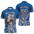 Bulldogs 100-year Anniversary Zipper Polo Shirt Simple Aboriginal Motif - Aussie Hoodie