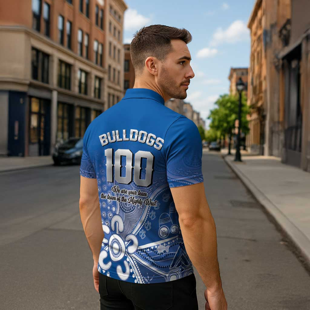Bulldogs 100-year Anniversary Zipper Polo Shirt Simple Aboriginal Motif - Aussie Hoodie