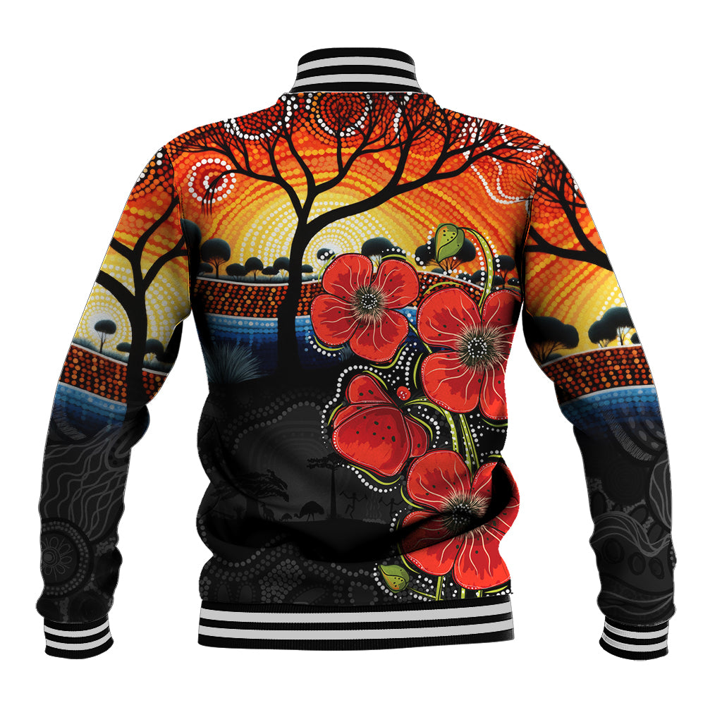 ANZAC Day Australia Poppy Flower Baseball Jacket Aboriginal Style