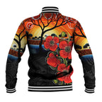 ANZAC Day Australia Poppy Flower Baseball Jacket Aboriginal Style