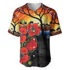 ANZAC Day Australia Poppy Flower Baseball Jersey Aboriginal Style