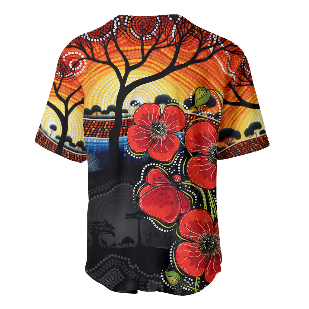 ANZAC Day Australia Poppy Flower Baseball Jersey Aboriginal Style