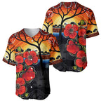 ANZAC Day Australia Poppy Flower Baseball Jersey Aboriginal Style