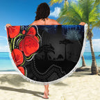 ANZAC Day Australia Poppy Flower Beach Blanket Aboriginal Style