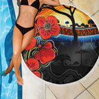 ANZAC Day Australia Poppy Flower Beach Blanket Aboriginal Style