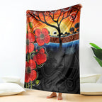 ANZAC Day Australia Poppy Flower Blanket Aboriginal Style