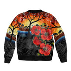 ANZAC Day Australia Poppy Flower Bomber Jacket Aboriginal Style