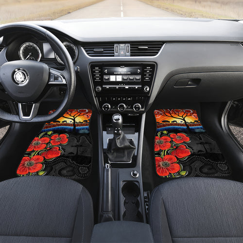 ANZAC Day Australia Poppy Flower Car Mats Aboriginal Style