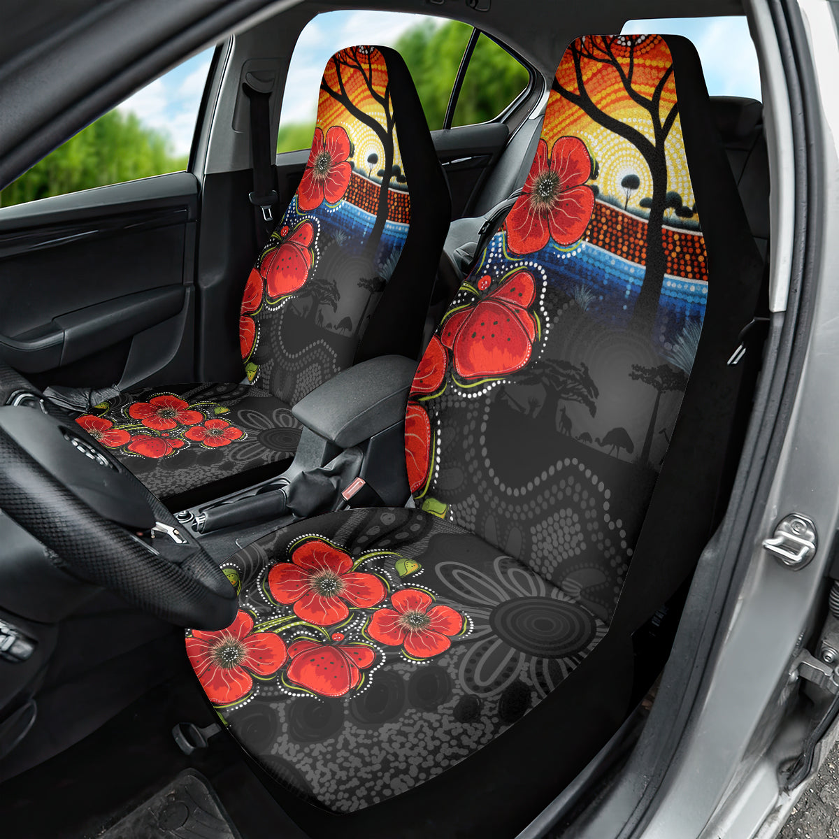 ANZAC Day Australia Poppy Flower Car Seat Cover Aboriginal Style